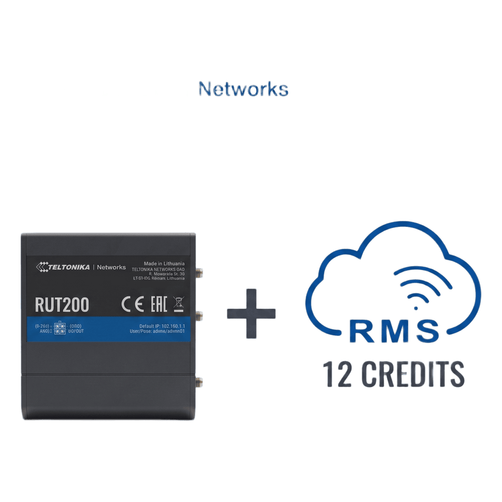 Router Teltonika LTE/4G RUT200 + 12 creditos RMS RUT200+1YRMS
