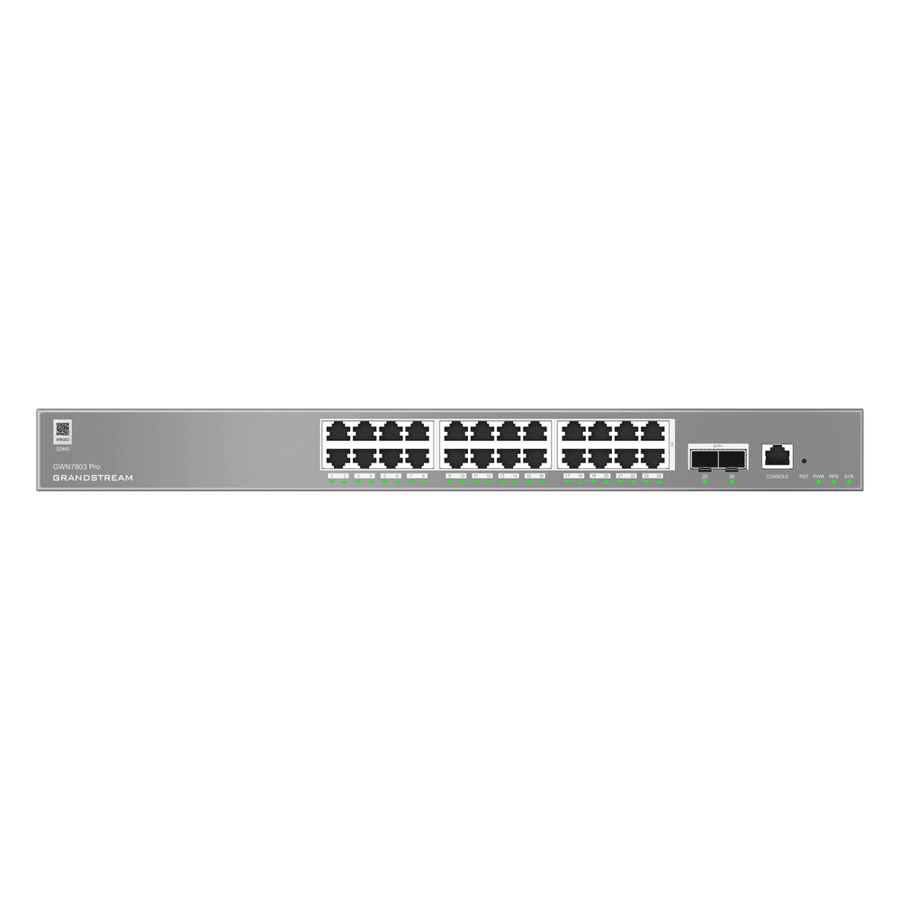 Switch Empresarial Administrable Capa 2++ / Serie GWN7800 Pro / 24 Puertos Gigabit Ethernet / 2 SFP+ / Switching 88 Gbps / VLAN 4K / QoS Avanzado / GDMS Cloud GWN7803-PRO