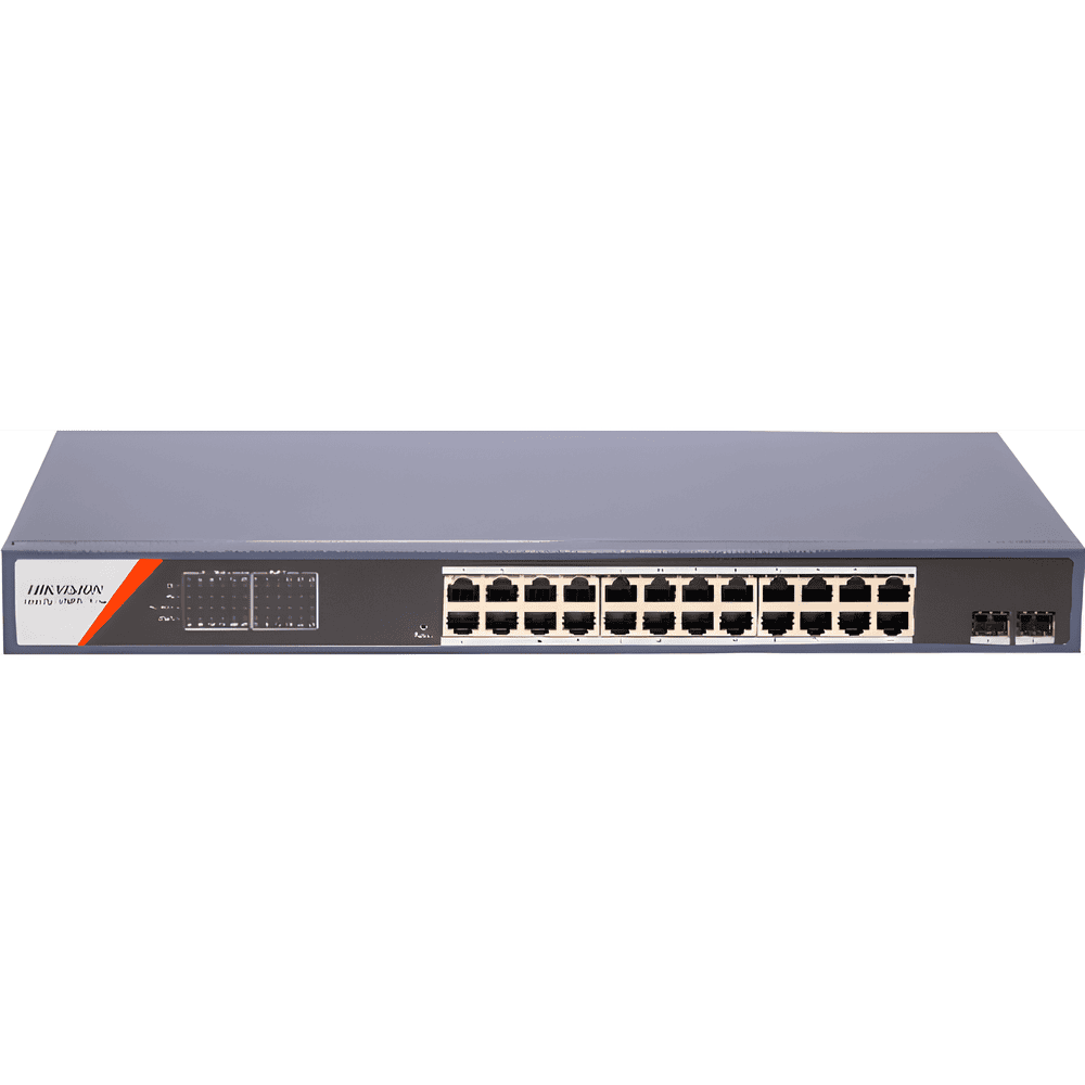 Switch Gigabit PoE+ / Administrable / 24 Puertos 1000 Mbps PoE+ / 2 Puertos SFP / Configuración Remota desde Hik-PartnerPro / PoE Extendido 250 Metros / 370 Watts DS-3E1526P-SI-24P2F