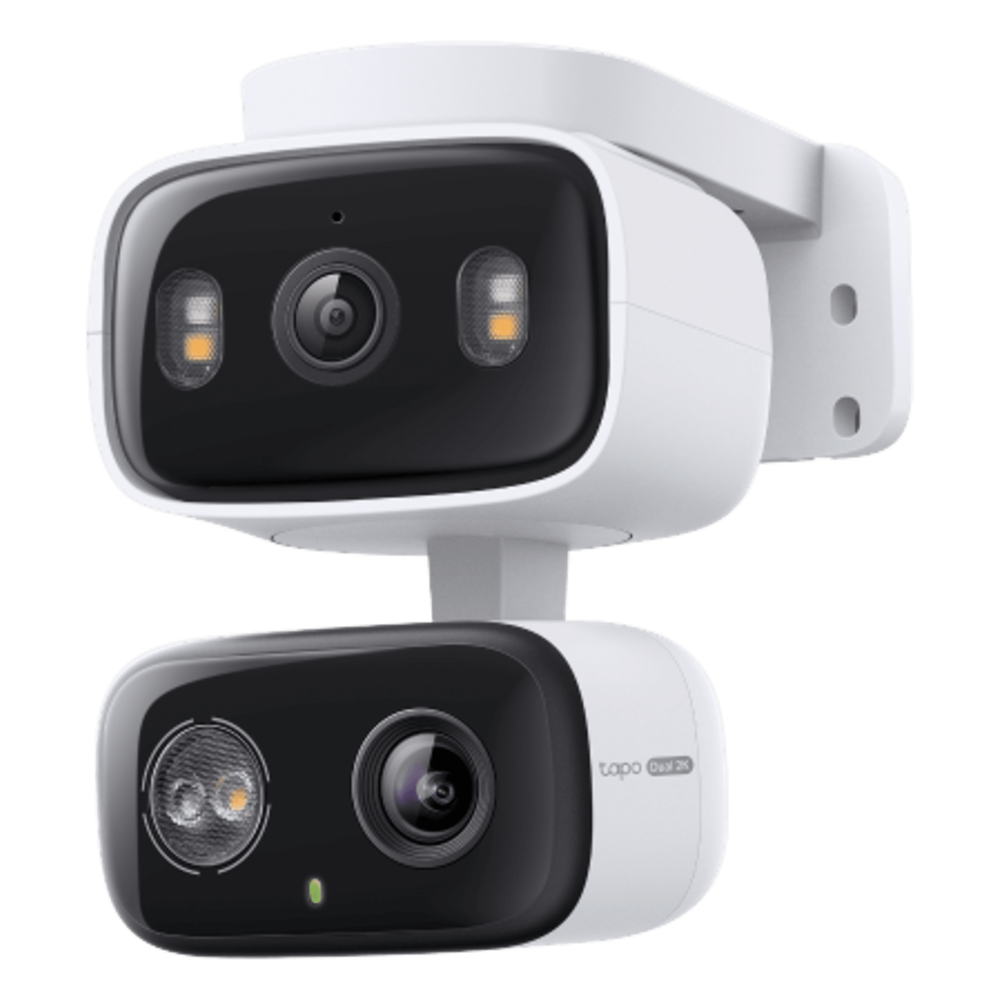 Cámara de Seguridad Dual PTZ / 2 Lentes 2K+2K (3MP cada uno) / 3x Claridad Telefoto / IP65 Exterior / IA Inteligente / Seguimiento Sincronizado / Vista Dual Simultánea / Color Night Vision / Audio Bidireccional / 125.5° Gran Angular + 67 TAPO-C246D