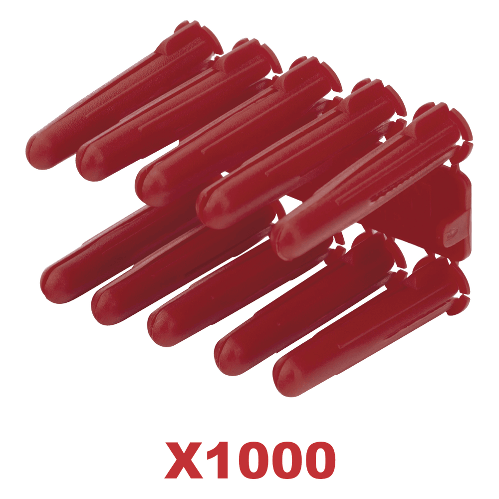 Taquete de 1/4 plástico paquete de 1000 piezas para fijar objetos con tornillo en muros y techos de concreto o superficies sólidas, compatible con tornillo TH10X de 10 x 1 1/2" (1103-14000) TP-2X-1000