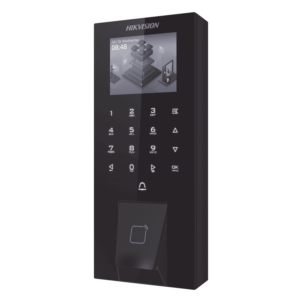 Terminal de Control de Acceso Biométrico / Huella Digital + Tarjeta M1 + PIN + Bluetooth / 5,000 Huellas y 150,000 Eventos / Pantalla LCD Táctil 2.4 DS-K1T807MBFWX-E1