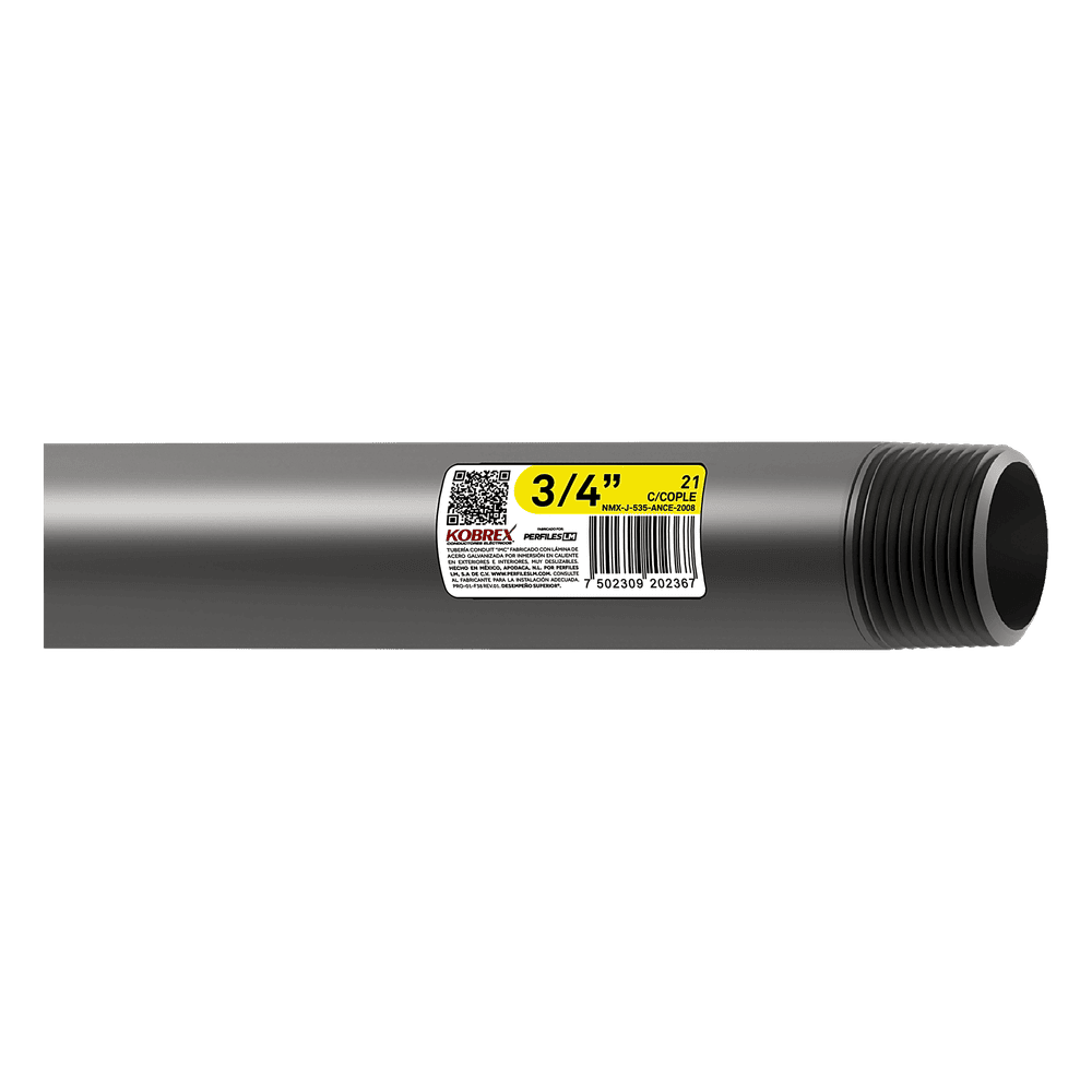 Tubo Conduit Pared Gruesa de Acero Galvanizado de 1 1/2" / Recubrimiento Zinc Interior y Exterior / Inmersión en Caliente / Etiqueta Amarilla/ NMX-J-535-ANCE. KIMC-112
