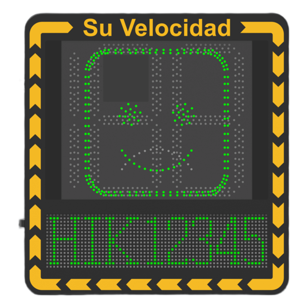 Display LED para Control de Velocidad Exterior / Distancia Visible de 100 m / LED de Alta Luminosidad y Bajo Consumo / Visualización de Velocidad con Código de Colores / IP66 / Conectividad Wi-Fi y Ethernet / Compatible con TCP/IP, HTTP, DHC YJP7681-188-NR