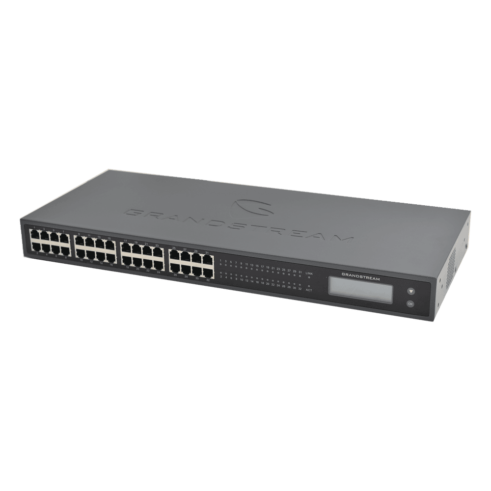 Adaptador VoIP GrandStream de 32 FXS 2 puertos telco 50 pins p/montaje en rack GXW4232V2