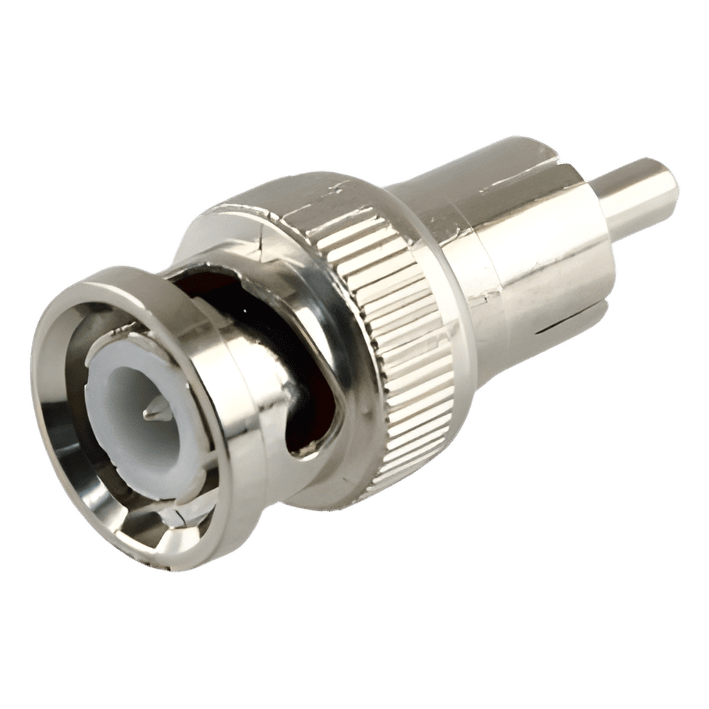 Adaptador en Línea para 75 Ohm, de Conector BNC Macho a RCA Macho en Aplicaciones de Audio-Video para Cámaras, Monitores y DVR's. TT-RG-01