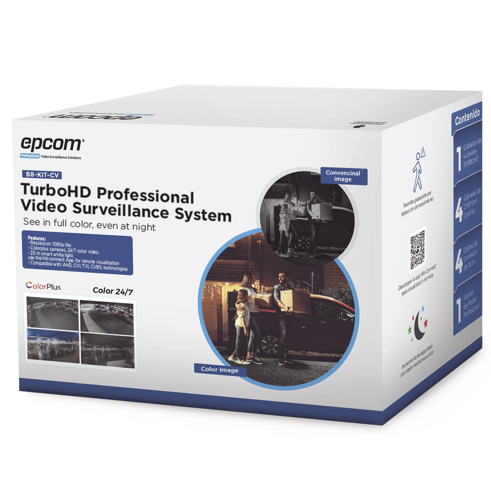 TurboHD 1080p Lite Kit / 4 Channel DVR / 4 cameras (2mp) Color 24/7 / Power Supply / Installation Accessories