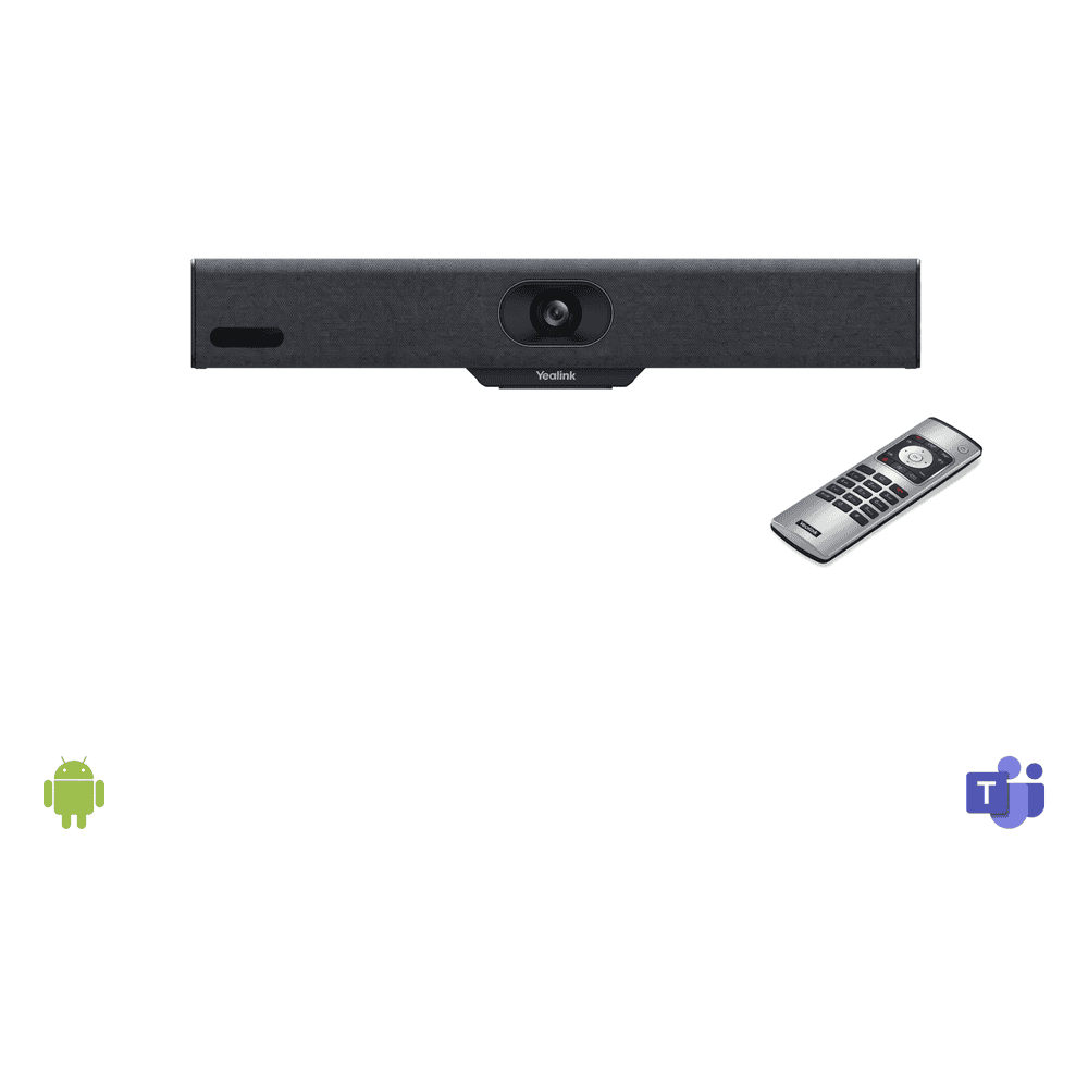 Barra de Videoconferencia A10 de Yealink para Salas Pequeñas con Android Integrado para Microsoft Teams y Modo BYOD - Incluye Control Remoto A10-010