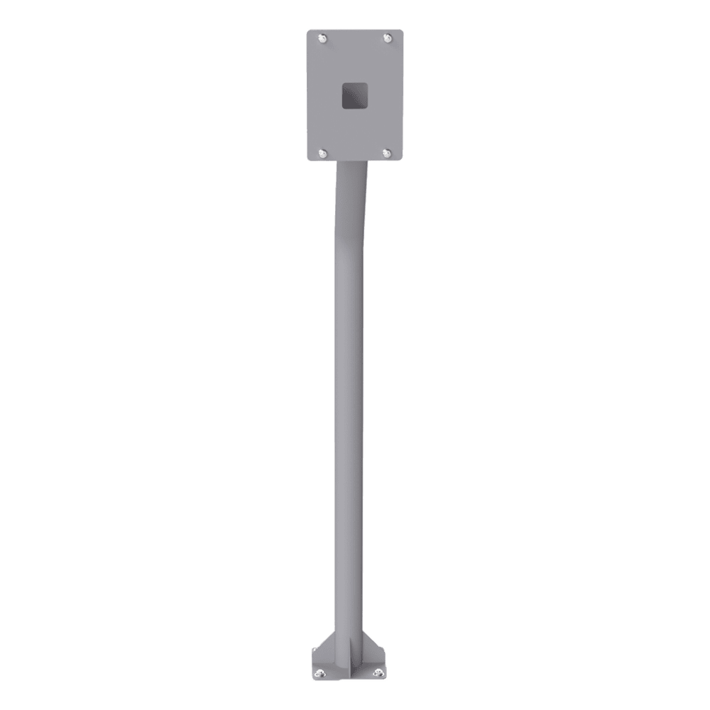 Base tipo tubular para instalación de cubierta BASEINT de videoporteros o interfones IP Fanvil y Grandstream, altura de 1.2 metros, pintura electrostática color gris. POSTE-INT