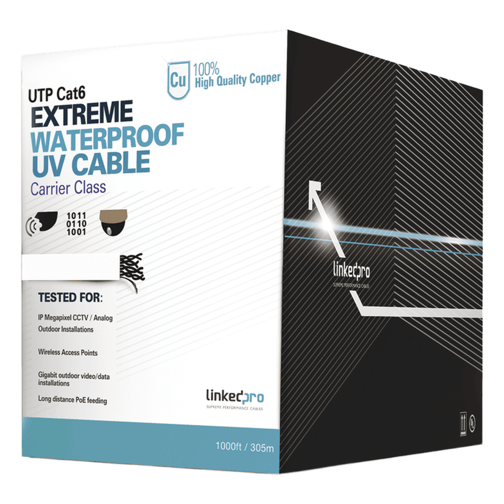 Bobina de Cable UTP Cat6 para Exterior en Color Blanco / 305 Metros (1000 Pies) / Certificada UL / Sin Blindaje PRO-CAT-6-EXT-LITEW