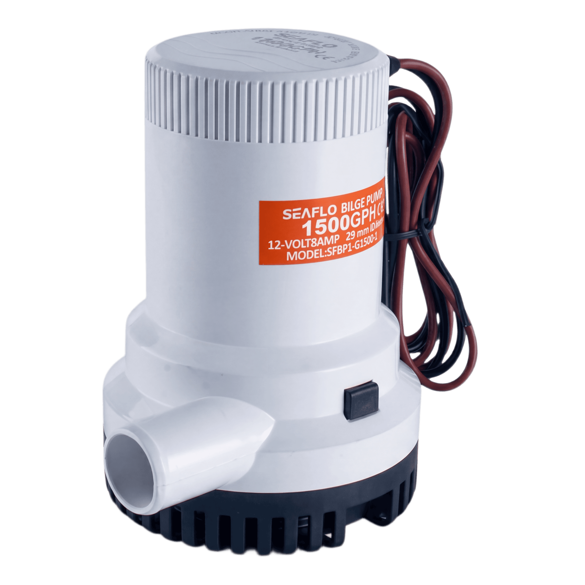 Bomba de Achique Sumergible SEAFLO SFBP1-G1500-01 / 1,500 GPH (5,678 LPH) / 12V CD / No Automática / Alta Eficiencia / Filtro Extraíble / Bajo Consumo / Para Panel o Interruptor de Flotador SFBP1-G1500-01