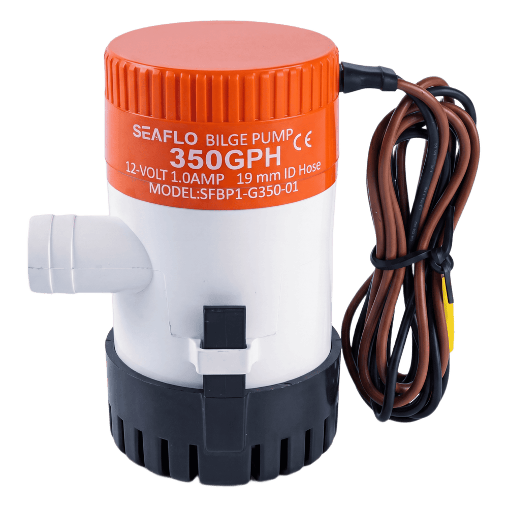 Bomba de Achique Sumergible SEAFLO SFBP1-G35-01 / 350 GPH (1,325 LPH) / 12V CD / No Automática / Protección Anti-Aire / Sellos Herméticos / Cableado Marino / Base de Filtro Removible SFBP1-G35-01