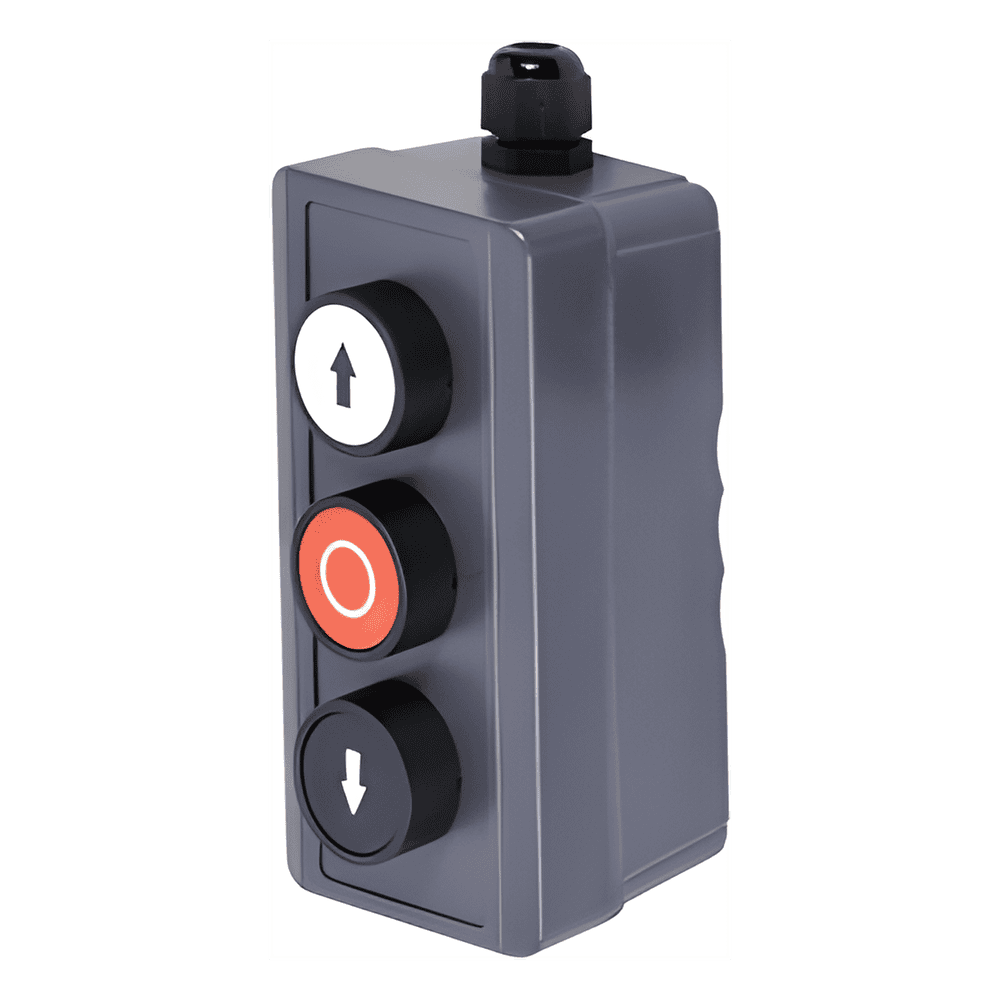Botonera Triple de USO RUDO Para Barreras Vehiculares, Operadores Corredizos y Abatibles. XBS-SW-01