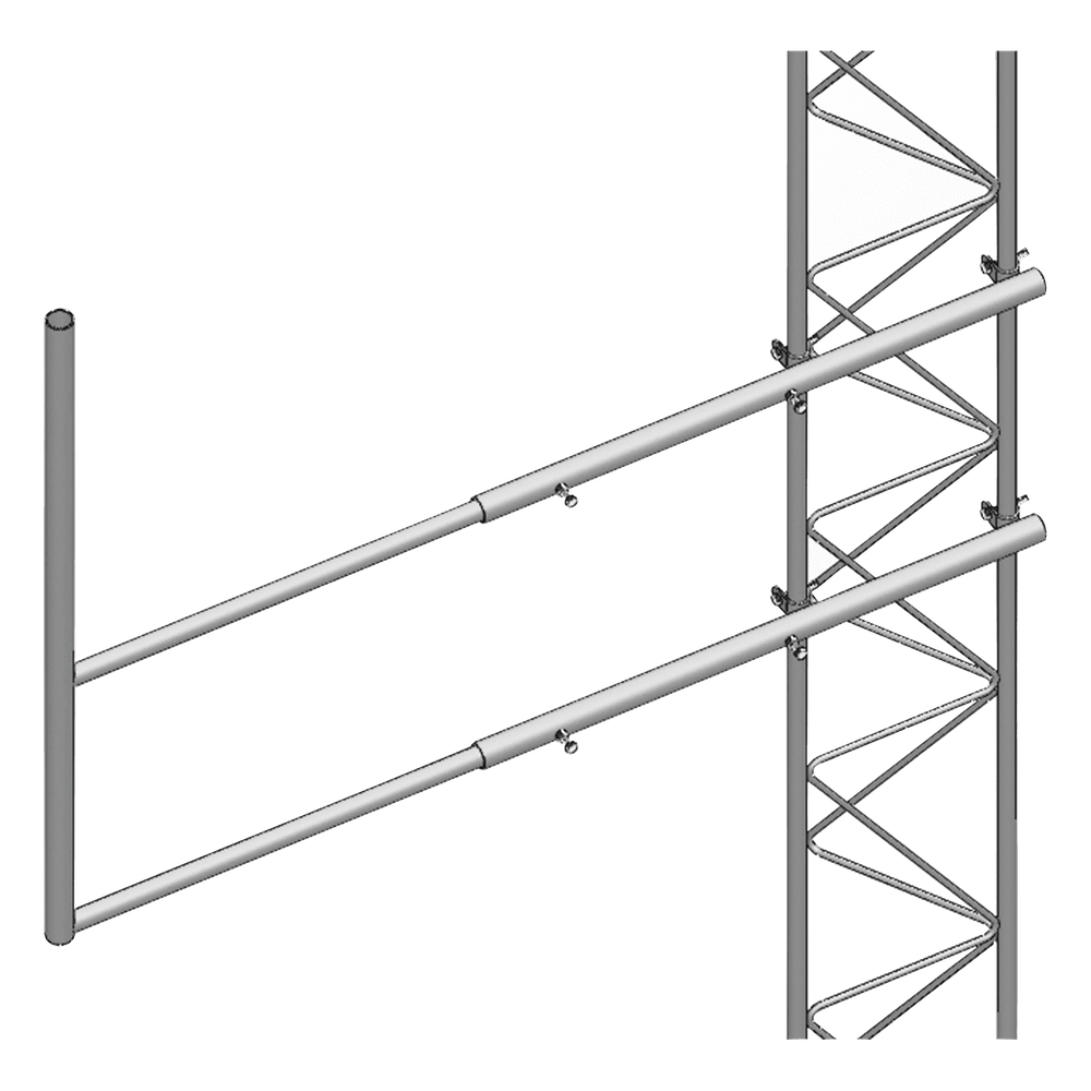 Brazo tipo "F" para tramos STZ-35G, galvanizado por inmersión en caliente. SBL-35G