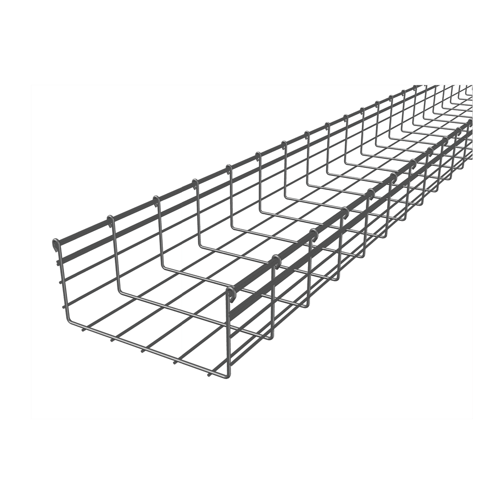 Wire Mesh Cable Tray, Electro Galvanized, up to 660 Cat6 Cables, Section 9.84 ft (3m), 6.54/9.84 in (166/250 mm) Width