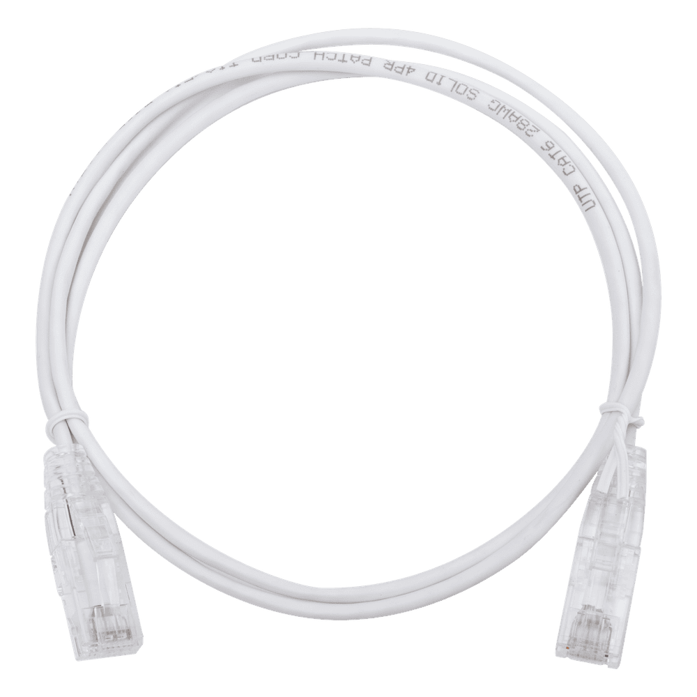 Cable de Parcheo Slim UTP Cat6 - 1 Metro (3.28 Pies), Blanco, Diámetro Reducido (28 AWG) LP-UT6-100-WH28