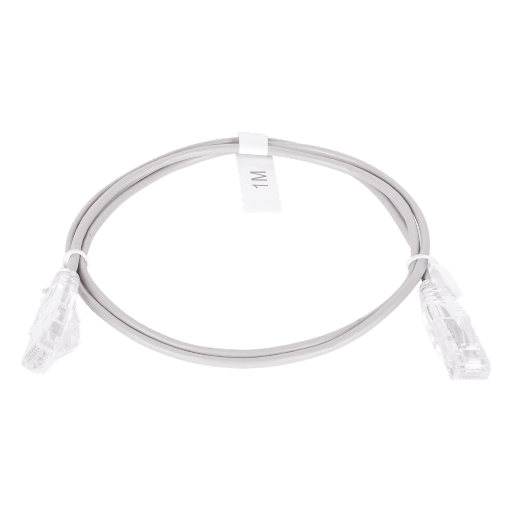 Cable de Parcheo Slim UTP Cat6 - 1 Metro (3.28 Pies), Gris, Diámetro Reducido (28 AWG) LP-UT6-100-GY28