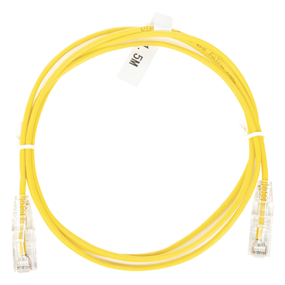 Cable de Parcheo Slim UTP Cat6 - 1.5 Metros (4.92 Pies) Amarillo Diámetro Reducido (28 AWG) LP-UT6-150-YE-28