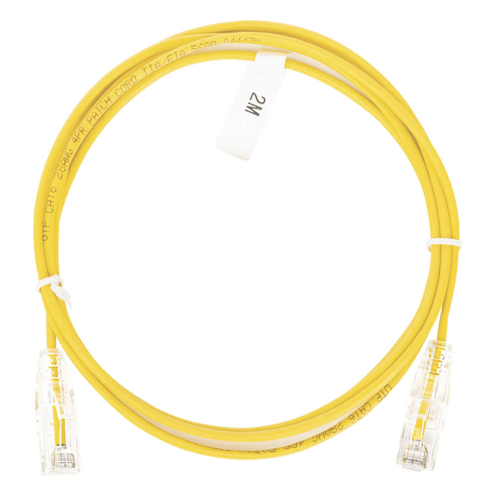 Cable de Parcheo Slim UTP Cat6 - 2 Metros (6.56 Pies) Amarillo Diámetro Reducido (28 AWG) LP-UT6-200-YE-28