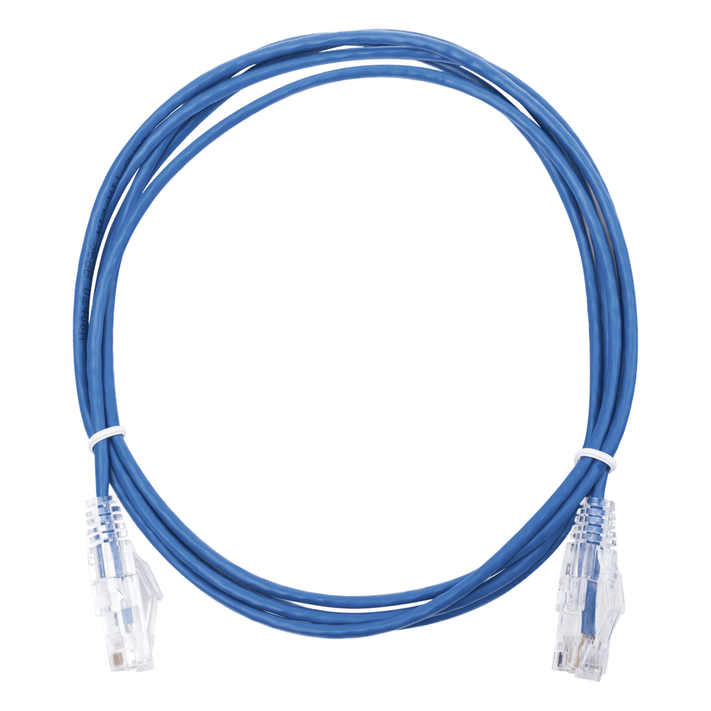 Cable de Parcheo Slim UTP Cat6 - 2 Metros (6.56 Pies) Azul Diámetro Reducido (28 AWG) LP-UT6-200-BU28
