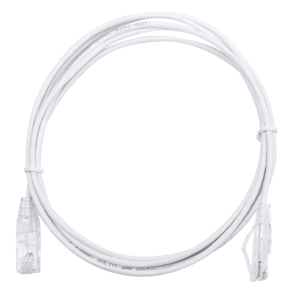 Cable de Parcheo Slim UTP Cat6 - 2 Metros (6.56 Pies) Blanco Diámetro Reducido (28 AWG) LP-UT6-200-WH28