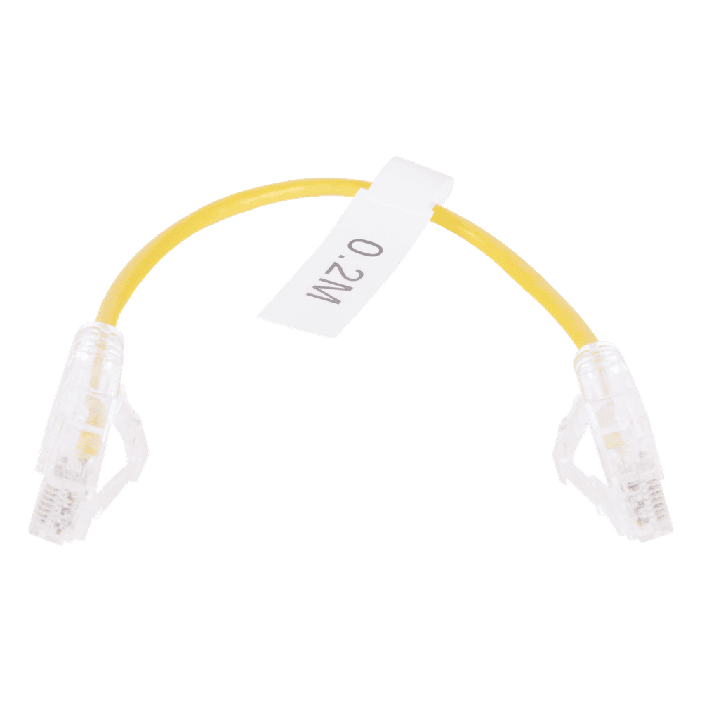 Cable de Parcheo Slim UTP Cat6 - 20 cm (7.87 Pulgadas) Amarillo Diámetro Reducido (28 AWG) LP-UT6-020-YE28
