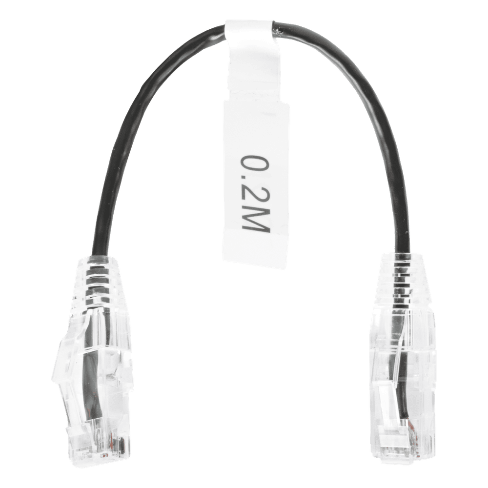 Cable de Parcheo Slim UTP Cat6 - 20 cm (7.87 Pulgadas) Negro Diámetro Reducido (28 AWG) LP-UT6-020-BK28