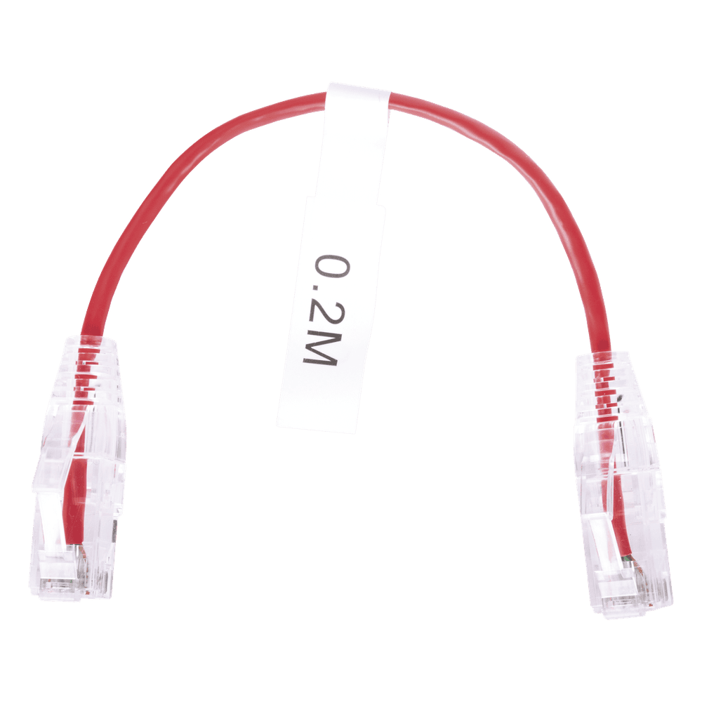 Cable de Parcheo Slim UTP Cat6 - 20 cm (7.87 Pulgadas) Rojo Diámetro Reducido (28 AWG) LP-UT6-020-RD28