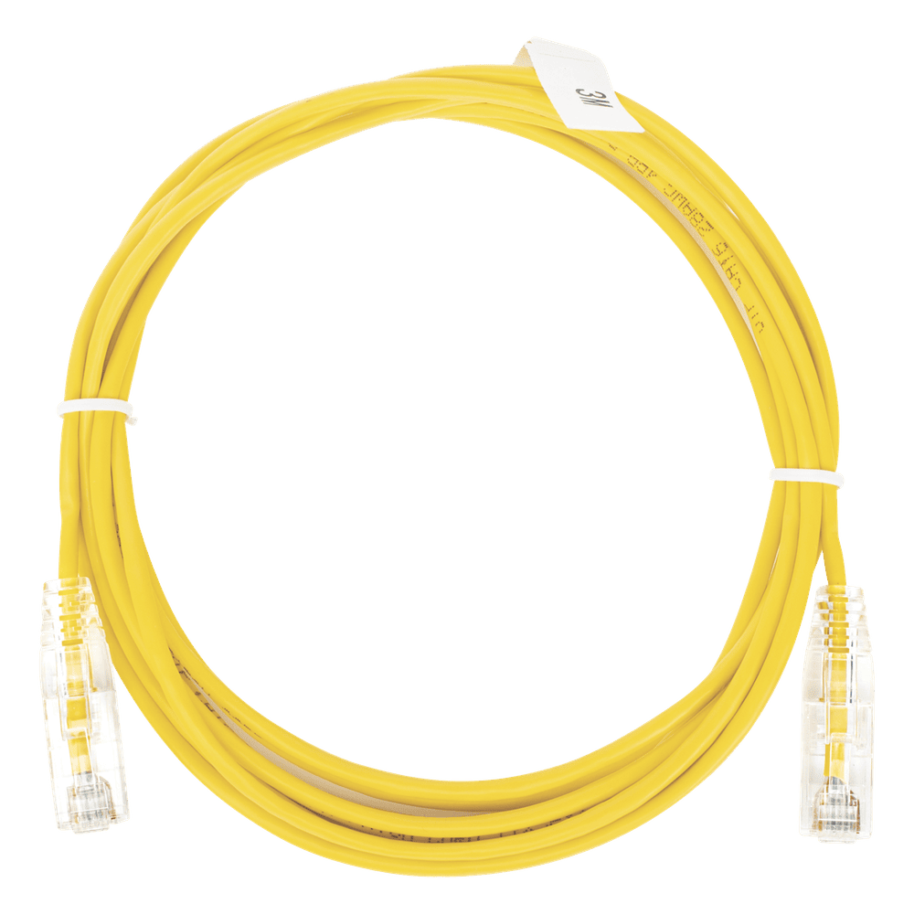 Cable de Parcheo Slim UTP Cat6 - 3 Metros (9.84 Pies) Amarillo Diámetro Reducido (28 AWG) LP-UT6-300-YE-28