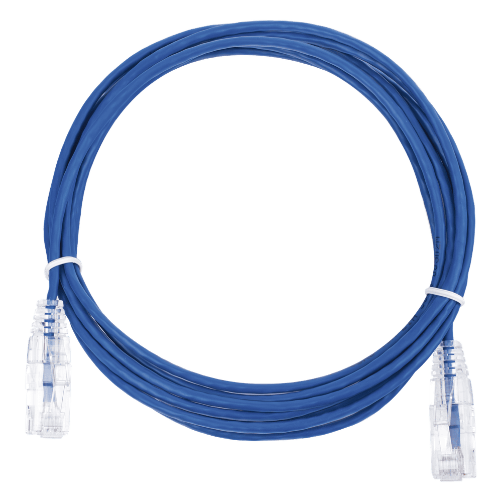 Cable de Parcheo Slim UTP Cat6 - 3 Metros (9.84 Pies) Azul Diámetro Reducido (28 AWG) LP-UT6-300-BU28