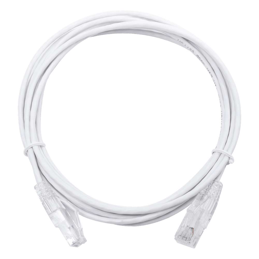 Cable de Parcheo Slim UTP Cat6 - 3 Metros (9.84 Pies) Blanco Diámetro Reducido (28 AWG) LP-UT6-300-WH28