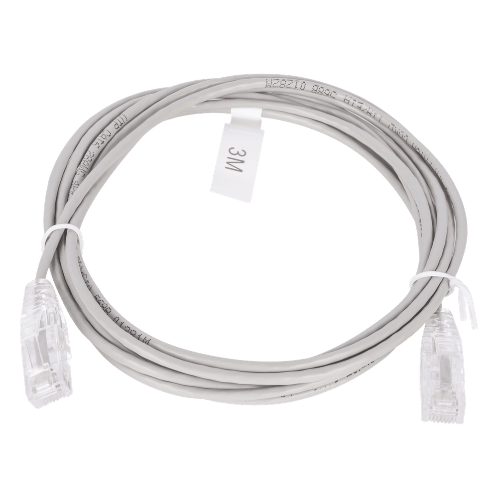 Cable de Parcheo Slim UTP Cat6 - 3 Metros (9.84 Pies) Gris Diámetro Reducido (28 AWG) LP-UT6-300-GY28