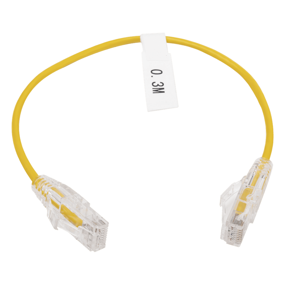 Cable de Parcheo Slim UTP Cat6 - 30 cm (11.81 Pulgadas) Amarillo Diámetro Reducido (28 AWG) LP-UT6-030-YE28