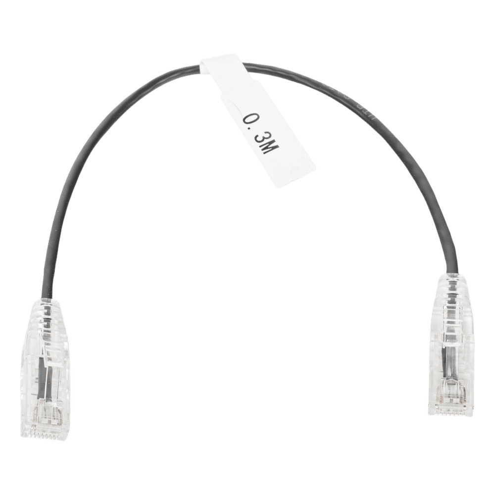 Cable de Parcheo Slim UTP Cat6 - 30 cm (11.81 Pulgadas) Negro Diámetro Reducido (28 AWG) LP-UT6-030-BK-28