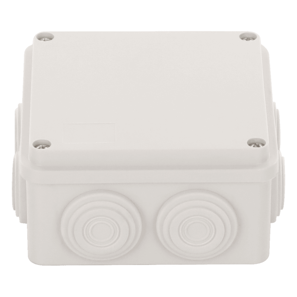 Caja Derivación-Conexión de Plástico (100 X 100 X 54 mm) con 7 Glándulas de Goma. Para Instalaciones Comerciales, Residenciales e Industriales. Incluye Tornillería para su Tapa. PST-1010-ER