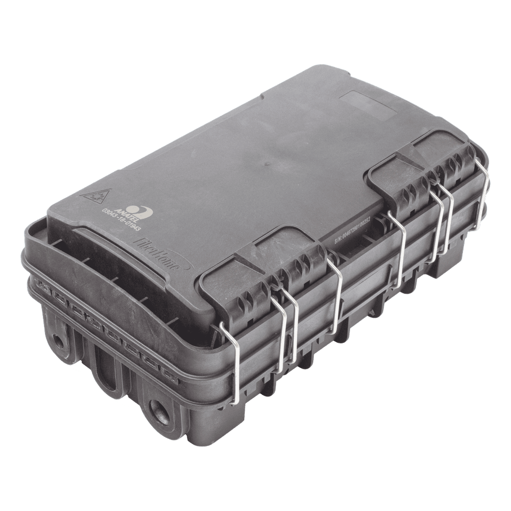 Caja de Distribución de Fibra Óptica para 24 Empalmes, con 8 acopladores SC/APC simplex, Exterior IP65, Color Negro FDP-420E-8