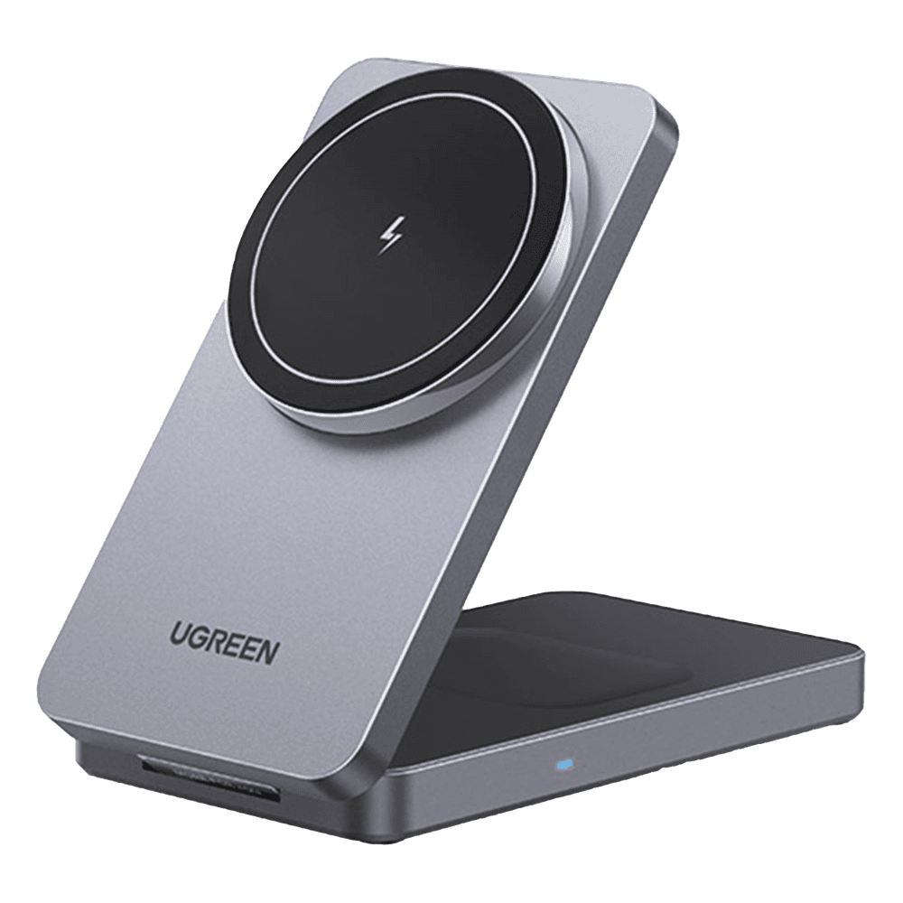 Cargador Inalámbrico 2 en 1 20W / Tecnología Qi2 15W Certificada / Carga Simultánea iPhone y AirPods / Ángulo Ajustable 70° / Diseño Plegable y Portátil / Compatibilidad Universal 45056