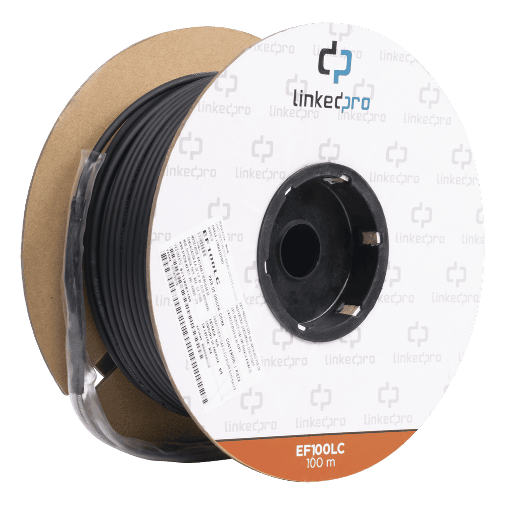 Carrete de Fibra Óptica Monomodo con Conectores LC-LC Duplex, Reforzada con Kevlar, de 100 Metros (328.08 Pies), Para Instalaciones Subterráneas por Tubería EF-100-LC