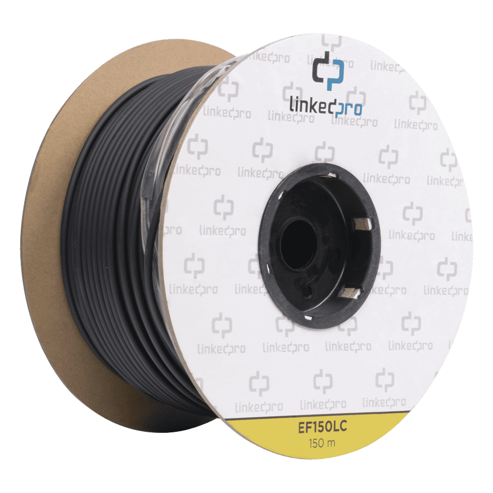 Carrete de Fibra Óptica Monomodo con Conectores LC-LC Duplex, Reforzada con Kevlar, de 150 Metros (492.13 Pies), Para Instalaciones Subterráneas por Tubería EF-150-LC