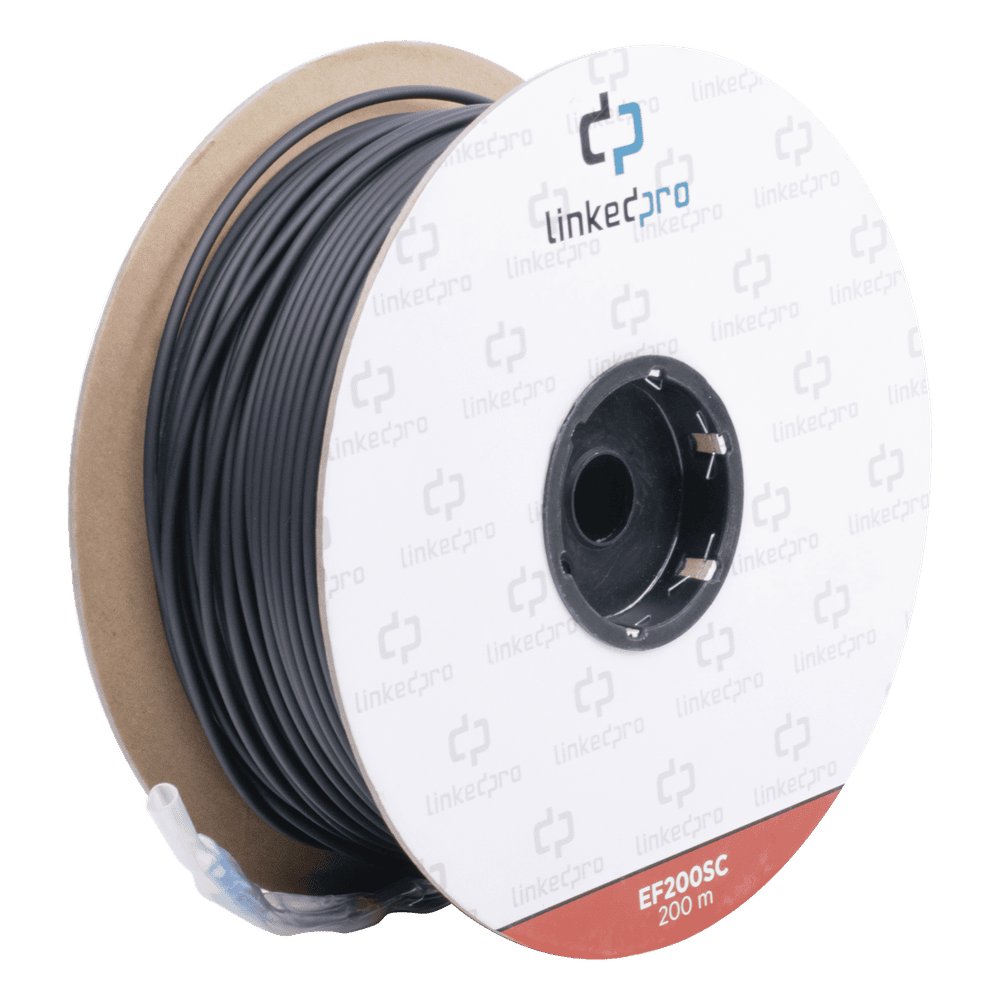 Carrete de Fibra Óptica Monomodo con Conectores SC-SC Duplex, Reforzada con Kevlar, de 200 Metros (656.17 Pies), Para Instalaciones Subterráneas por Tubería EF-200-SC