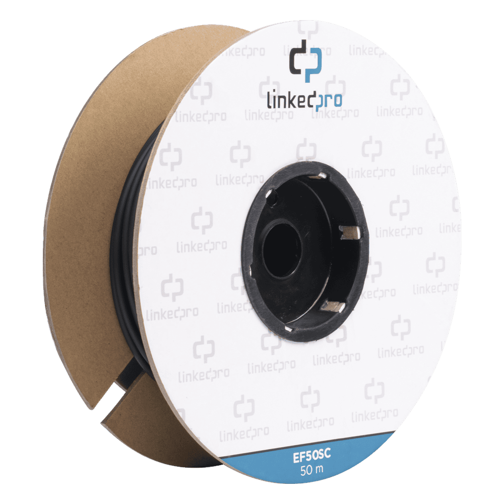 Carrete de Fibra Óptica Monomodo con Conectores SC-SC Duplex, Reforzada con Kevlar, de 50 Metros (164.04 Pies), Para Instalaciones Subterráneas por Tubería EF-50-SC