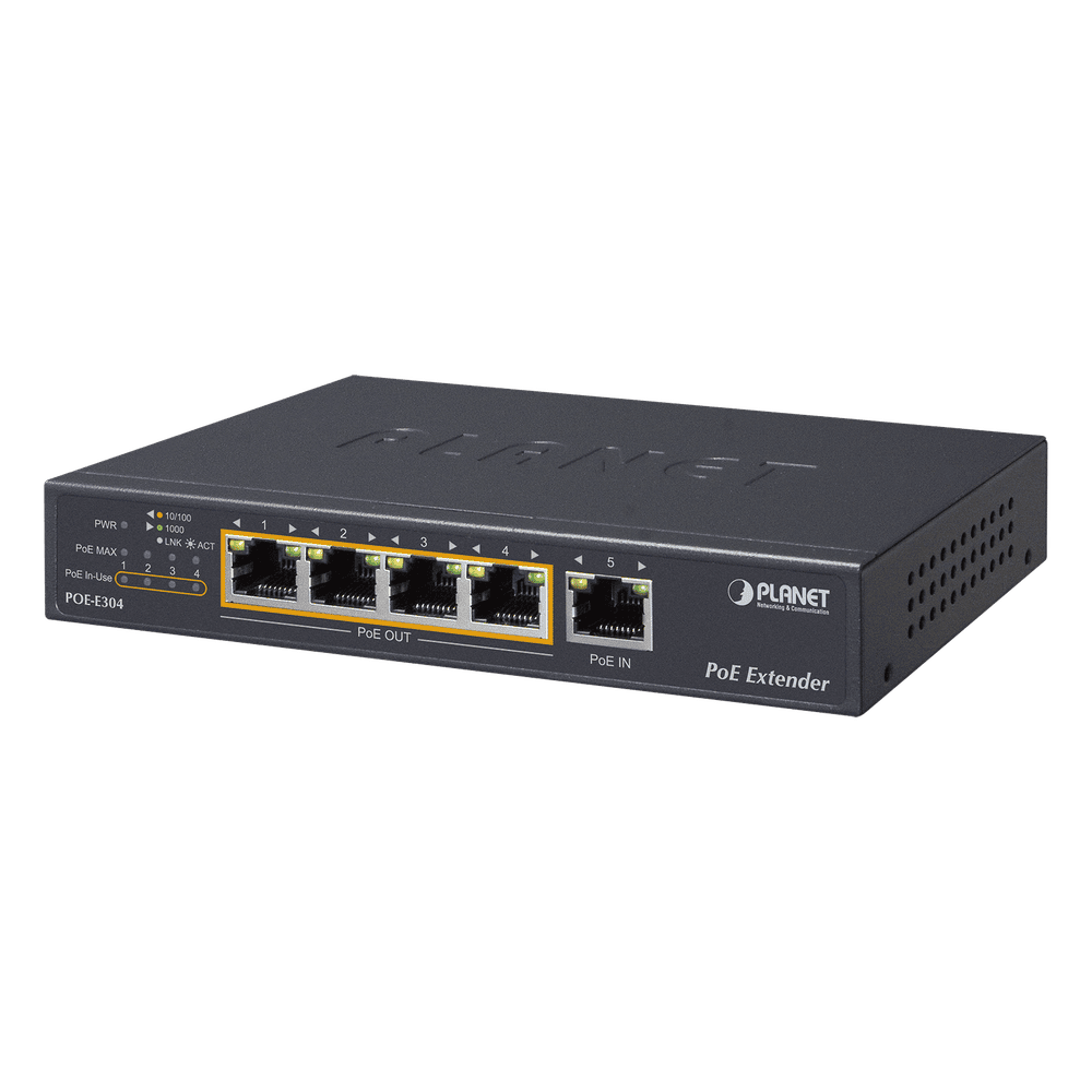 Extensor Ultra PoE de 65 Watts Con 4 Puertos Gigabit de Salida 802.3 af/at POE-E304