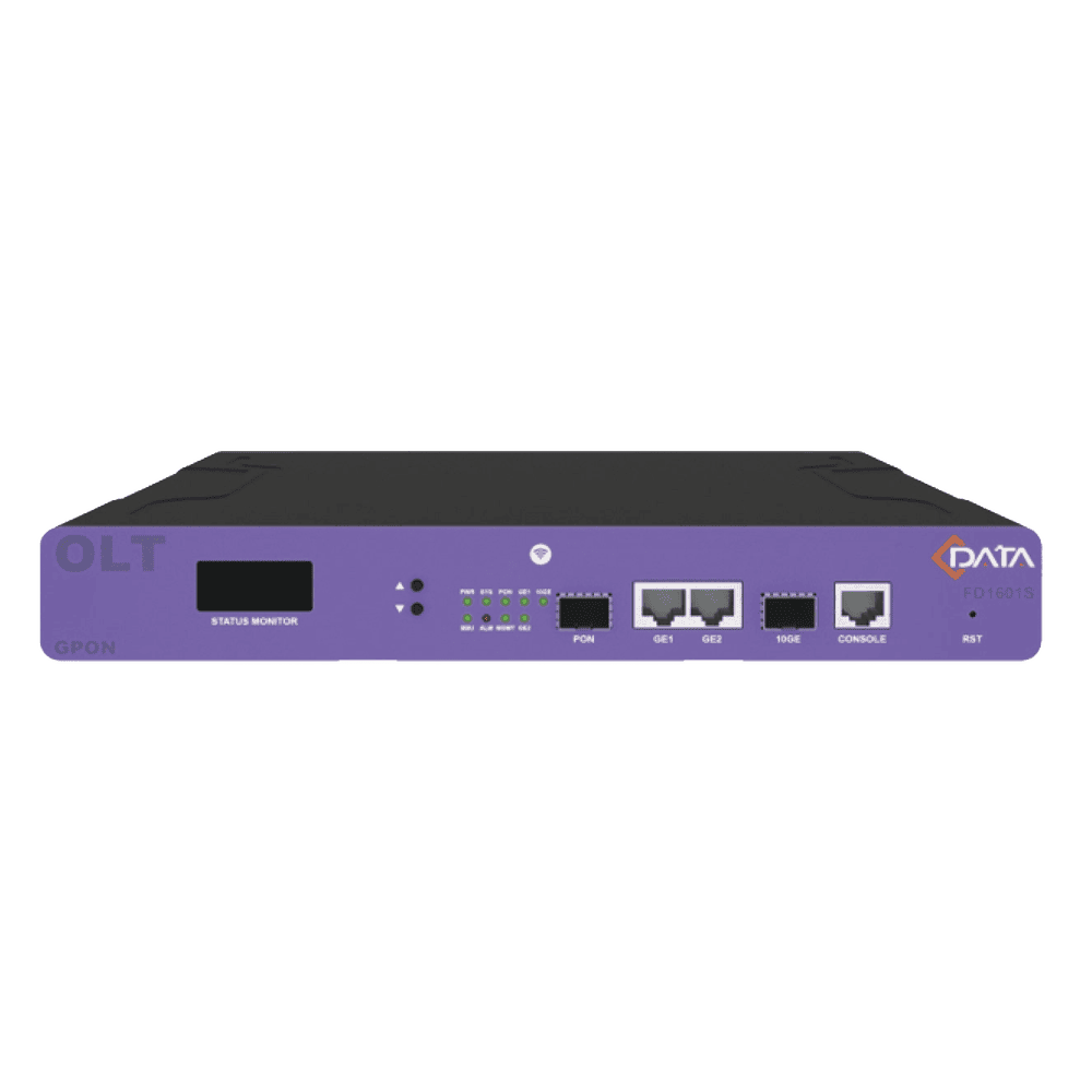 8-port GPON OLT, 10 Uplink ports (4 x GE RJ45 + 4 x 1G SFP + 2 x 10G SFP+), up to 1,024 ONUs