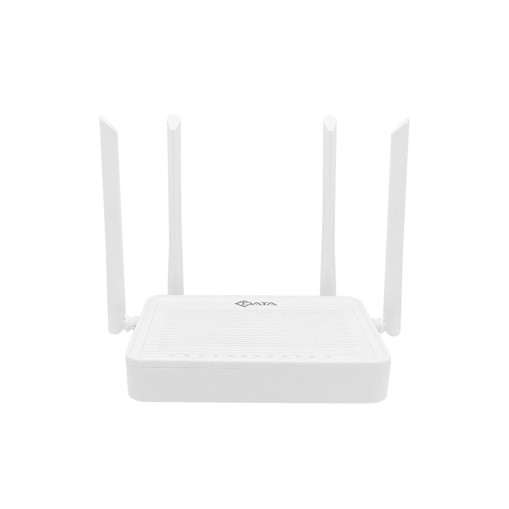 Wi-Fi 6 ONU, 2.4GHz/5GHz 802.11 b/g/n/ac/ax, XPON, 4 Ethernet ports 10/100/1000, 2 TEL (POTS) ports, GPON: Up to 2.488Gbps/1.244Gbps