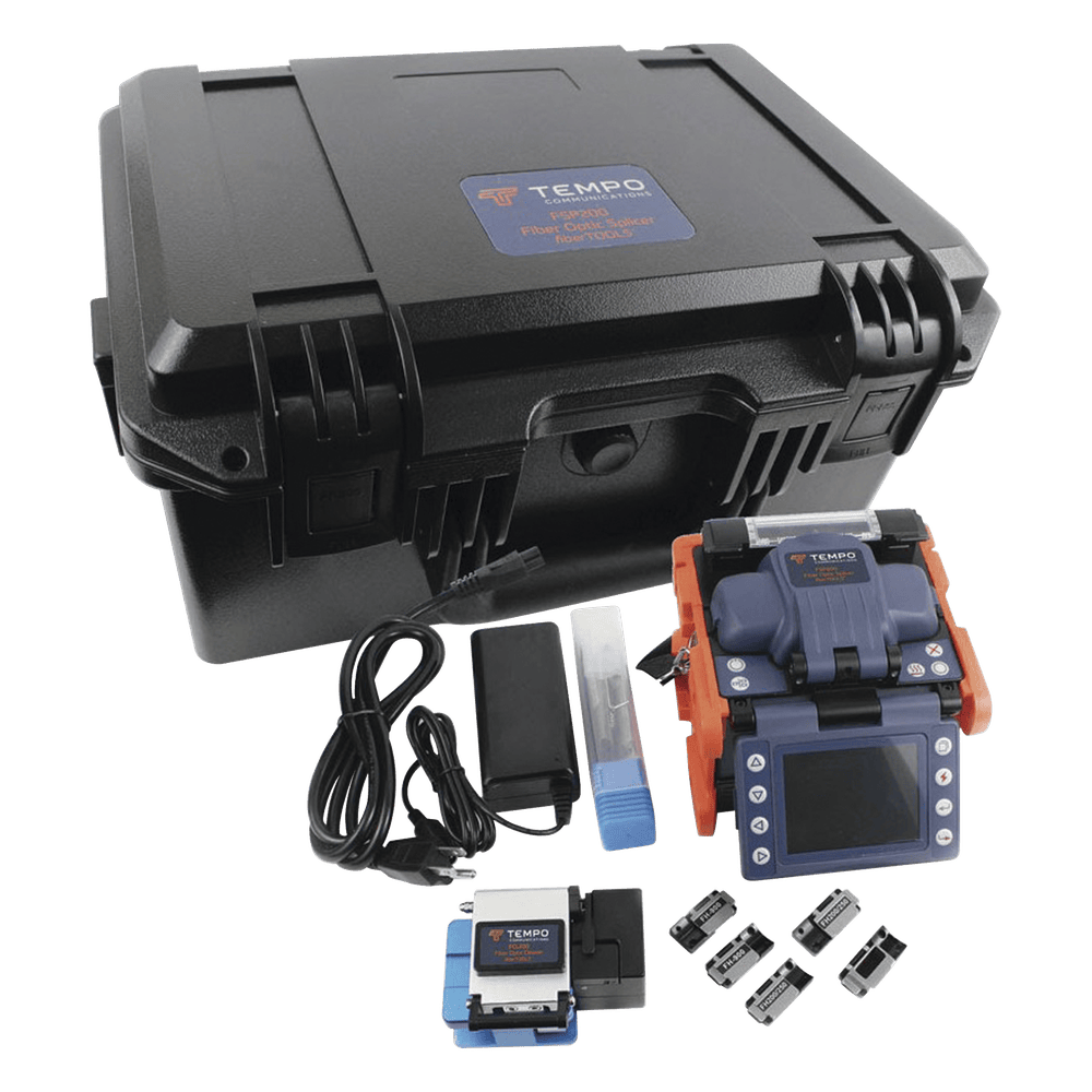 Fusionadora de Fibra Óptica de Alineación por Núcleo con 6 Motores con Pérdida Típica (SM); 0.01 dB (MM); 0.04 dB) / Capacitación Básica Virtual Gratuita FSP200-KIT1