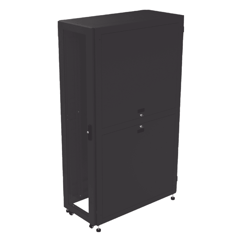 Gabinete Profesional para Telecomunicaciones de 45UR, 1200 mm Profundidad, Incluye 2 Organizadores Verticales de 45 Unidades de Rack, Se envía el Gabinete Armado. LP-60120-45U-R2