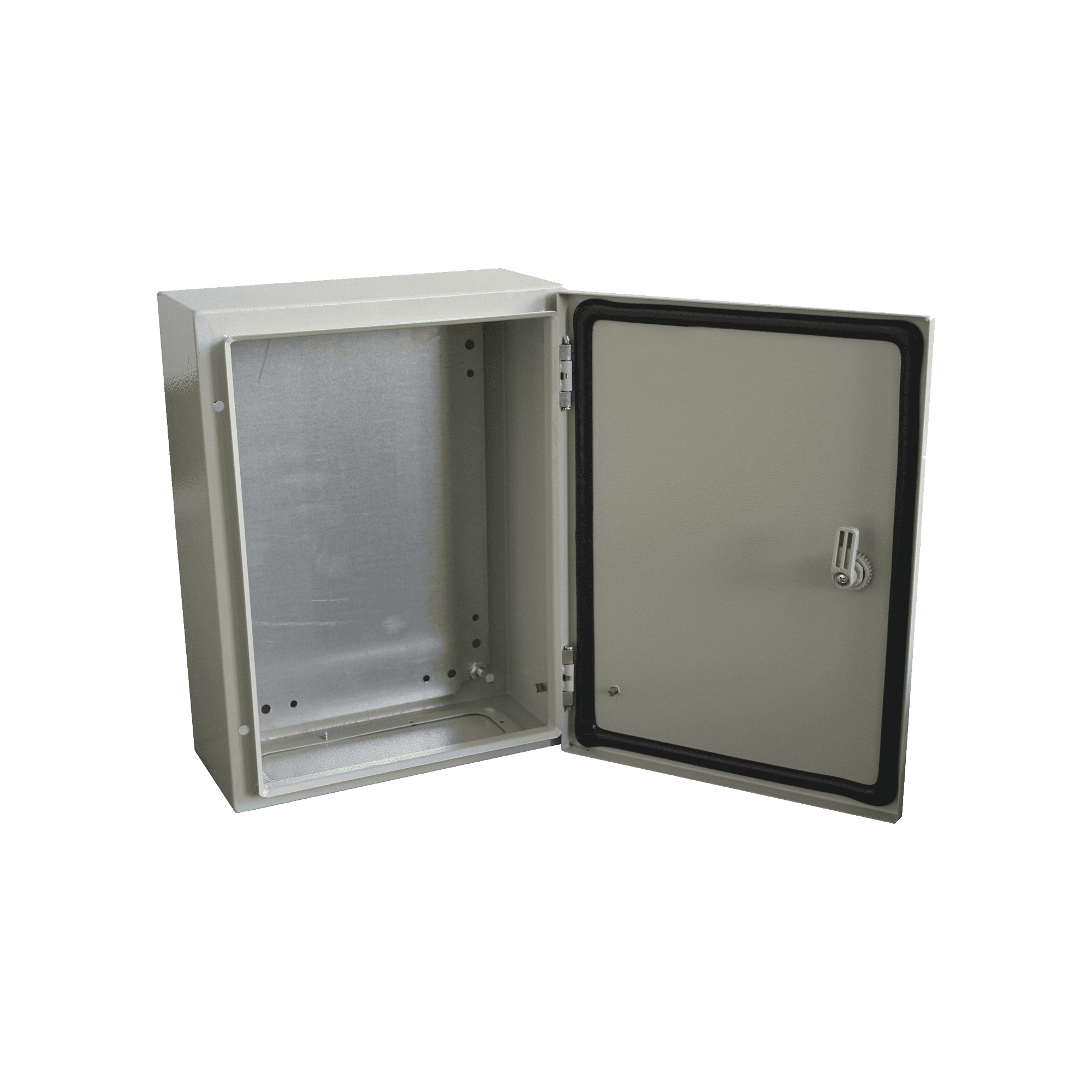 Gabinete de Acero IP66 Uso en Intemperie (300 x 400 x 200 mm) con Placa Trasera Interior de Metal y Compuerta Inferior Atornillable (Incluye Chapa y Llave T). PST-3040-20A