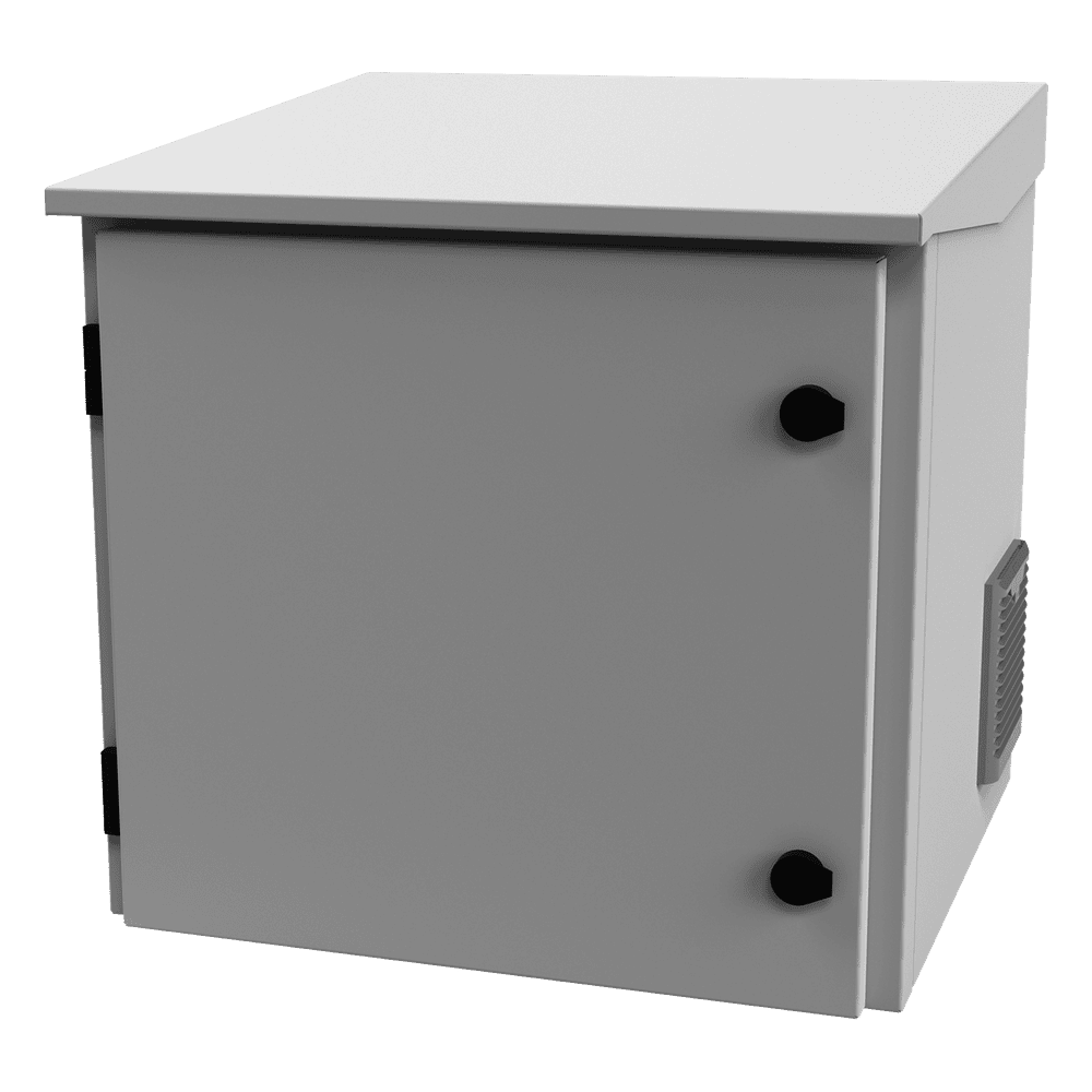 Gabinete de Exterior con Rack de 19" de 9UR con Ventiladores y Termostato, Se envía el Gabinete armado, (Montaje a poste o torre se vende por separado). LP-FORTE-09U-R3