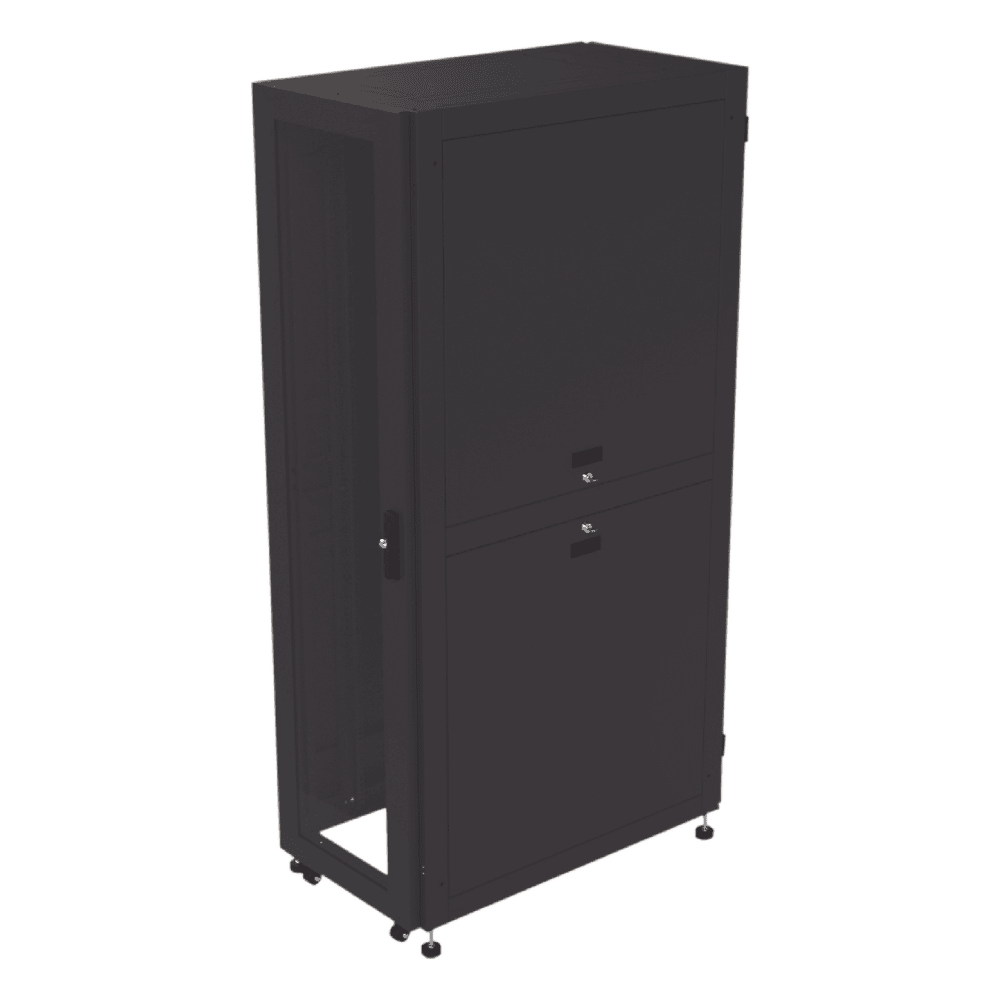 Gabinete para Telecomunicaciones Rack Estándar de 19", 42UR, 600 mm Ancho x 1000 mm Profundidad. Fabricado en Acero, Se envía el Gabinete Armado. LP-60100-42U-R2