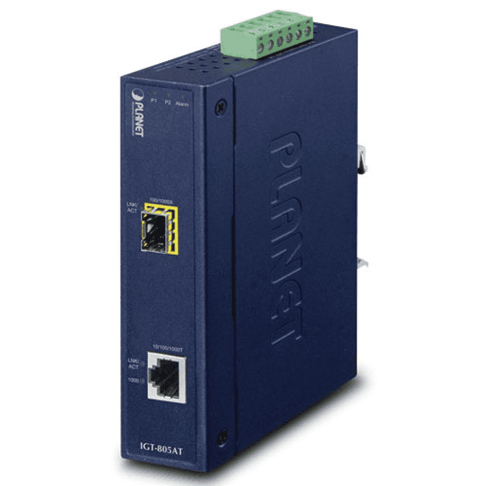 Industrial 10/100/1000BASE-T to 100/1000BASE-X SFP Media Converter